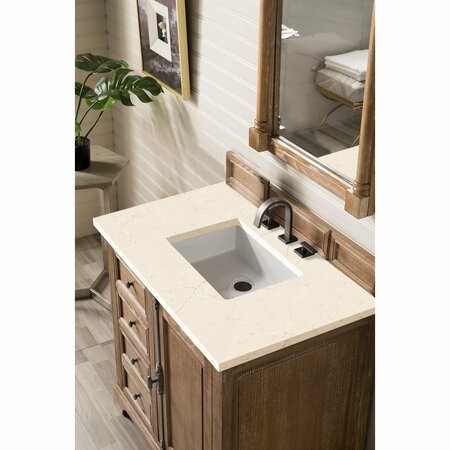 James Martin Vanities Providence 36in Single Vanity, Driftwood w/ 3 CM Eternal Marfil Quartz Top 238-105-5511-3EMR